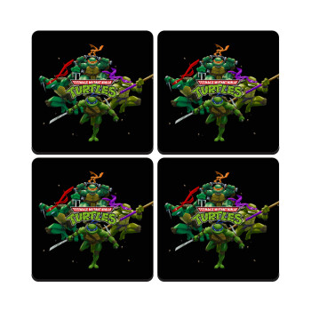 Ninja turtles, ΣΕΤ 4 Σουβέρ ξύλινα τετράγωνα (9cm)