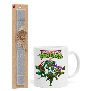 Ninja turtles, Easter Set, Ceramic Cup (330ml) & Easter aromatic flat candle (30cm) (GRAY)
