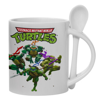 Ninja turtles, Ceramic coffee mug with Spoon, 330ml (1pcs)