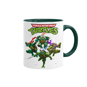 Ninja turtles, Κούπα χρωματιστή πράσινη, κεραμική, 330ml