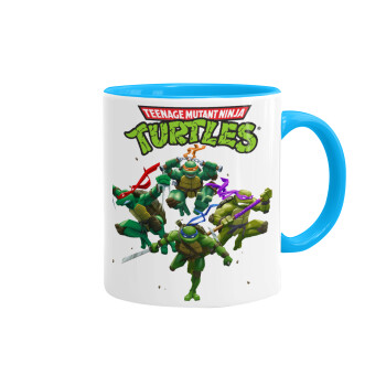 Ninja turtles, Mug colored light blue, ceramic, 330ml