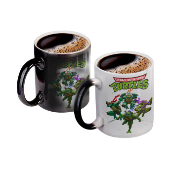 Ninja turtles, Color changing magic Mug, ceramic, 330ml when adding hot liquid inside, the black colour desappears (1 pcs)