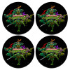 SET of 4 round wooden coasters (9cm)
