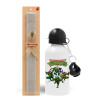 Easter Set, metallic aluminum water bottle (500ml) & aromatic flat Easter candle (30cm) (GRAY)