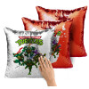 Μαξιλάρι καναπέ Μαγικό Κόκκινο με πούλιες 40x40cm περιέχεται το γέμισμα
