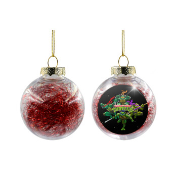 Ninja turtles, Transparent Christmas tree ball ornament with red filling 8cm