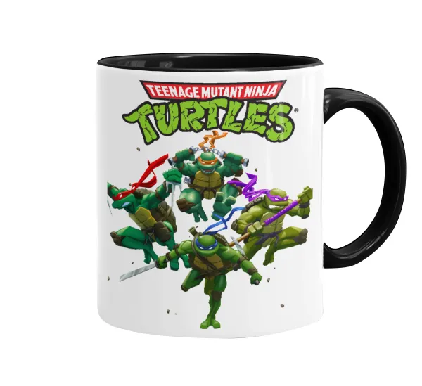 Ninja turtles — Κούπα χρωματιστή μαύρη, κεραμική, 330ml