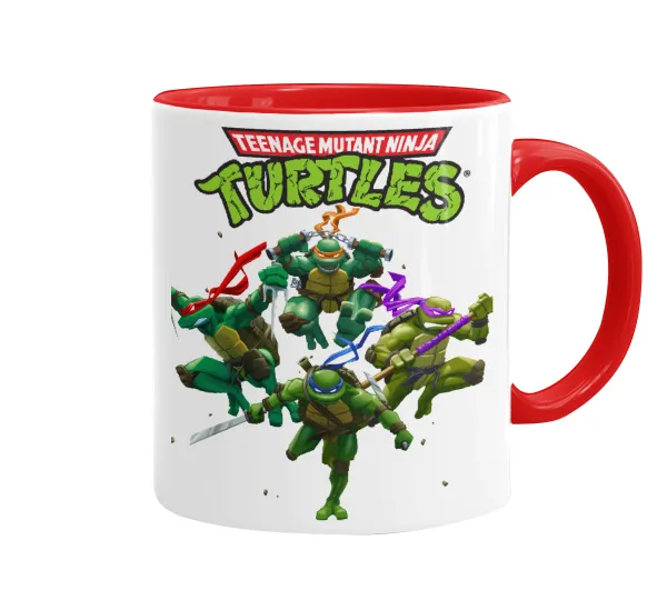 Ninja turtles — Κούπα χρωματιστή κόκκινη, κεραμική, 330ml