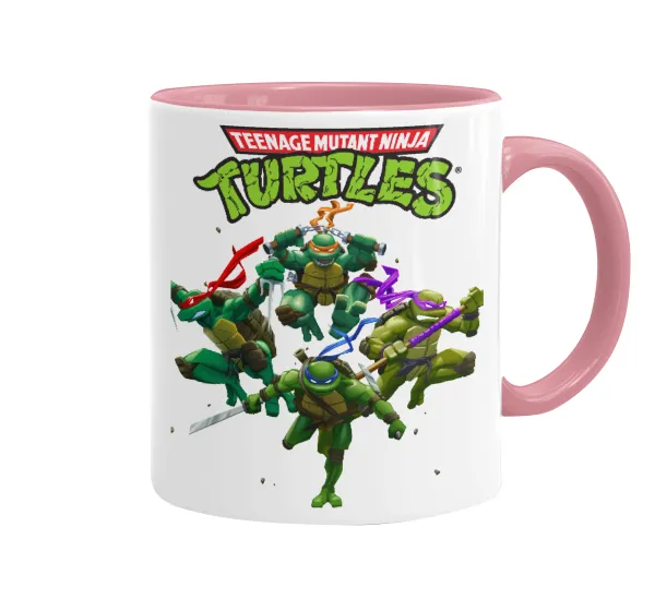 Ninja turtles — Κούπα χρωματιστή ροζ, κεραμική, 330ml