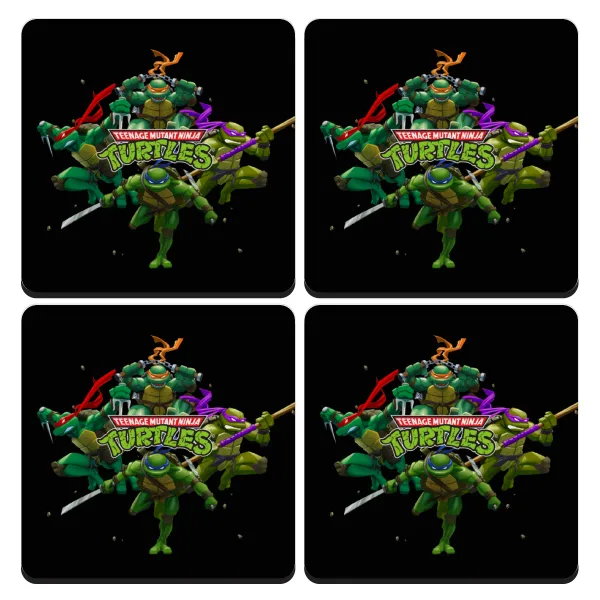 Ninja turtles — Σουβέρ ξύλινα τετράγωνα (9cm)