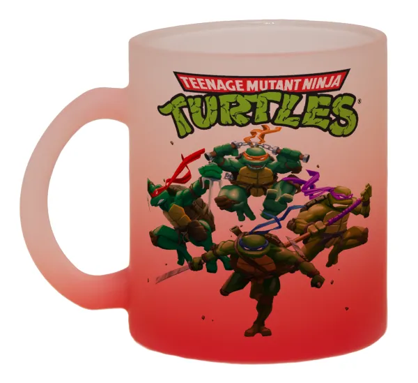 Ninja turtles — Two-tone glass mug with matte red base, 330ml