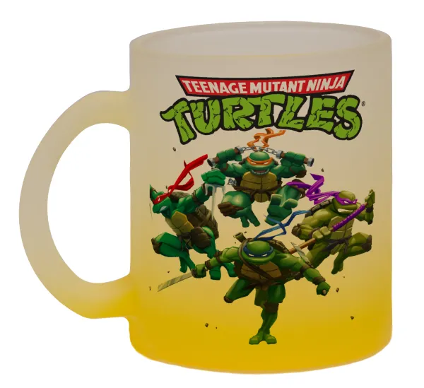 Ninja turtles — Κούπα γυάλινη δίχρωμη με βάση το κίτρινο ματ, 330ml