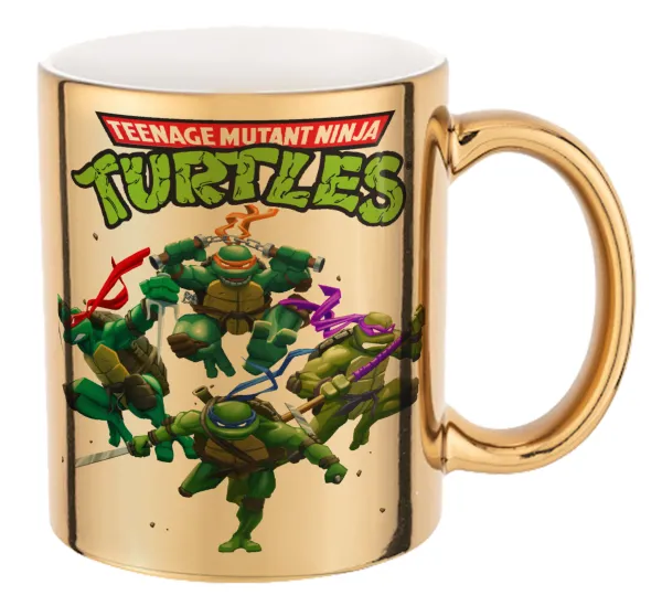 Ninja turtles — Κούπα κεραμική, χρυσή καθρέπτης, 330ml