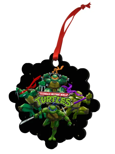 Ninja turtles — Στολίδι Χριστουγεννιάτικο στολίδι snowflake ξύλινο 7.5cm