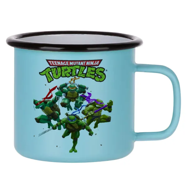 Ninja turtles — Κούπα Μεταλλική εμαγιέ ΜΑΤ σιέλ 360ml