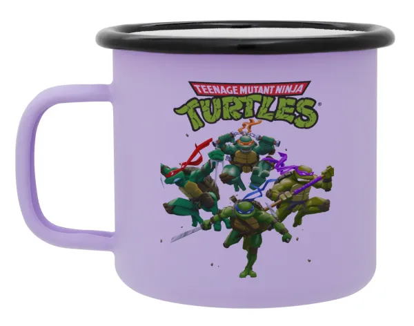 Ninja turtles — Metal enamel mug, matte light pastel purple, 360ml