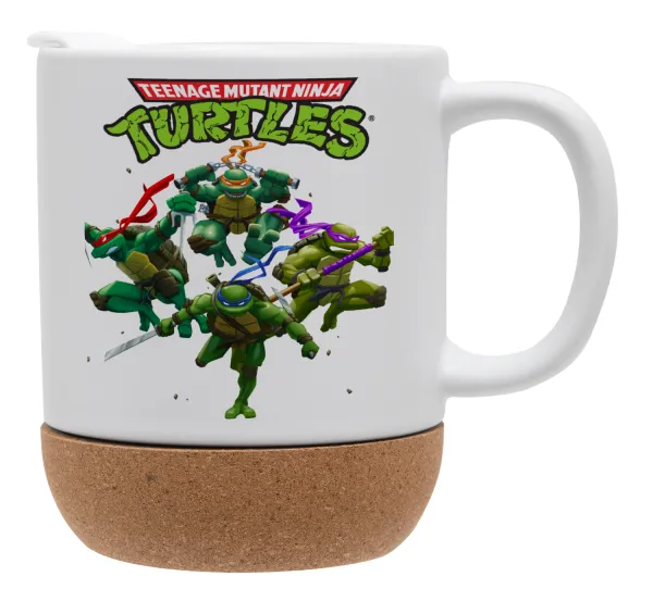 Ninja turtles — Κούπα, κεραμική με βάση φελού και καπάκι (ΜΑΤ), 330ml