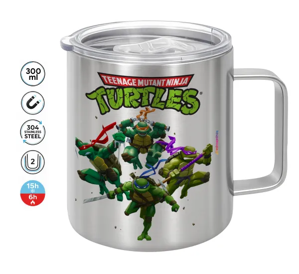 Ninja turtles — Double-walled stainless steel mug 300ml with temperature-retaining lid
