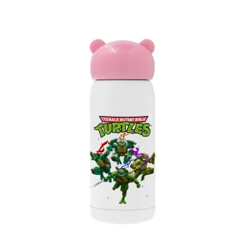 Ninja turtles, Pink stainless steel thermal flask, 320ml