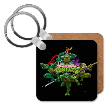 Ninja turtles, Μπρελόκ Ξύλινο τετράγωνο MDF