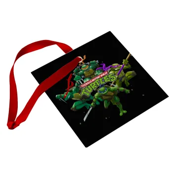 Ninja turtles, Christmas ornament, glass square ornament 9x9cm