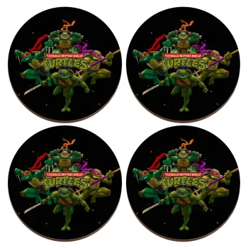 Ninja turtles, ΣΕΤ x4 Σουβέρ ξύλινα στρογγυλά plywood (9cm)