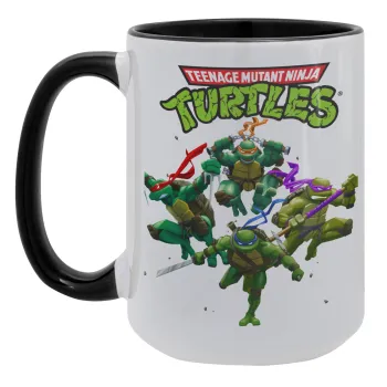 Ninja turtles, Κούπα Mega 15oz, κεραμική Μαύρη, 450ml