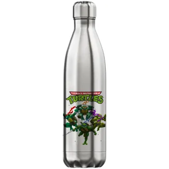 Ninja turtles, Μεταλλικό παγούρι θερμός Inox (Stainless steel), διπλού τοιχώματος, 750ml