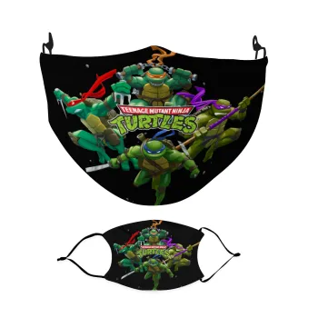 Ninja turtles, Μάσκα υφασμάτινη Ενηλίκων πολλαπλών στρώσεων με υποδοχή φίλτρου