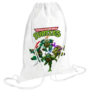 Ninja turtles, Τσάντα πλάτης πουγκί GYMBAG λευκή (28x40cm)