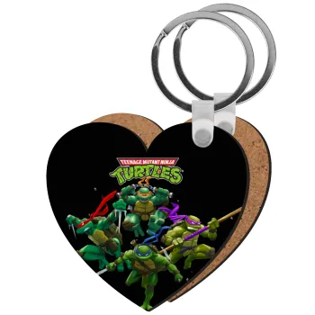 Ninja turtles, Μπρελόκ Ξύλινο καρδιά MDF