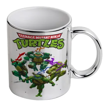 Ninja turtles, Mug ceramic, silver mirror, 330ml