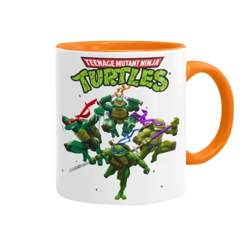 Ninja turtles, Κούπα χρωματιστή πορτοκαλί, κεραμική, 330ml