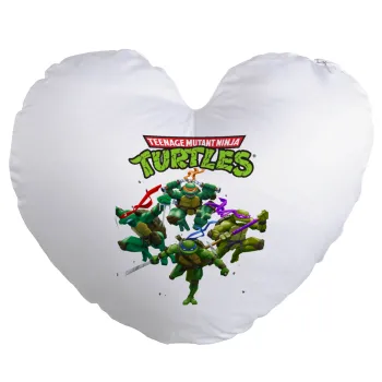 Ninja turtles, Μαξιλάρι καναπέ καρδιά 40x40cm περιέχεται το  γέμισμα