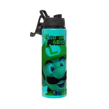 Super mario Luigi, Metallic water bottle with safety lid, 850ml aluminum