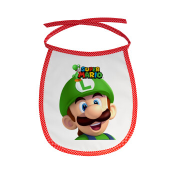 Super mario Luigi, Σαλιάρα μωρού αλέκιαστη με κορδόνι Κόκκινη