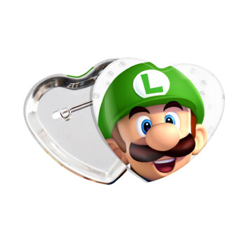 Super mario Luigi, Κονκάρδα παραμάνα καρδιά (57x52mm)