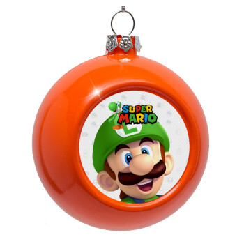 Super mario Luigi, Orange Christmas tree ornament bauble 8cm