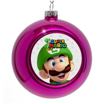 Super mario Luigi, Purple Christmas tree ornament bauble 8cm