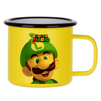 Super mario Luigi, Κούπα Μεταλλική εμαγιέ ΜΑΤ Κίτρινη 360ml