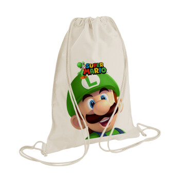 Super mario Luigi, Backpack bag GYMBAG natural (28x40cm)