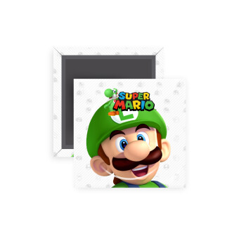 Super mario Luigi, Μαγνητάκι ψυγείου τετράγωνο διάστασης 5x5cm