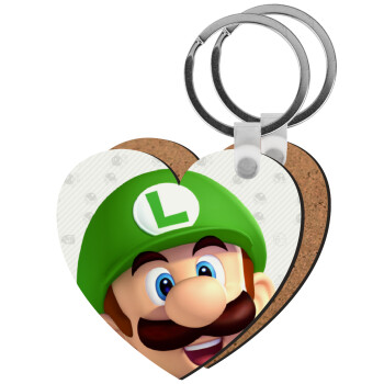 Super mario Luigi, Μπρελόκ Ξύλινο καρδιά MDF