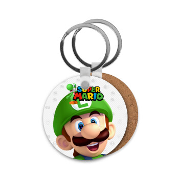 Super mario Luigi, Μπρελόκ Ξύλινο στρογγυλό MDF Φ5cm