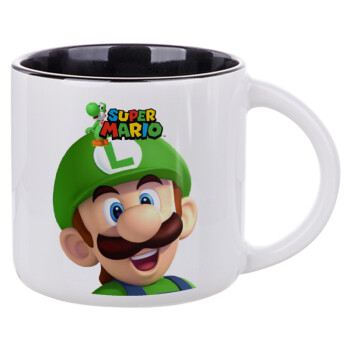 Super mario Luigi, Κούπα κεραμική 400ml Λευκή/Μαύρη
