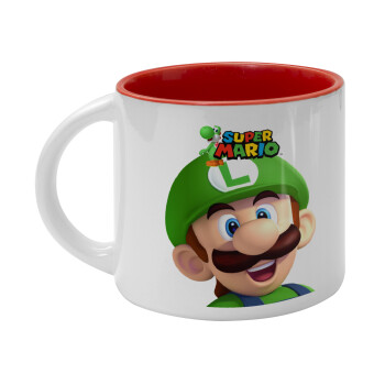 Super mario Luigi, Κούπα κεραμική 400ml Λευκή/Κόκκινη