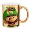 Super mario Luigi, Κούπα κεραμική, χρυσή καθρέπτης, 330ml