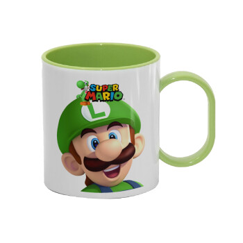 Super mario Luigi, Κούπα (πλαστική) (BPA-FREE) Polymer Πράσινη για παιδιά, 330ml