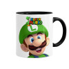 Super mario Luigi, Κούπα χρωματιστή μαύρη, κεραμική, 330ml