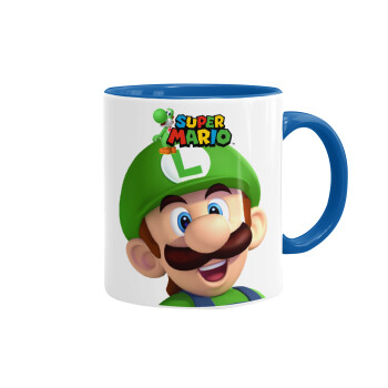 Super mario Luigi, Mug colored blue, ceramic, 330ml